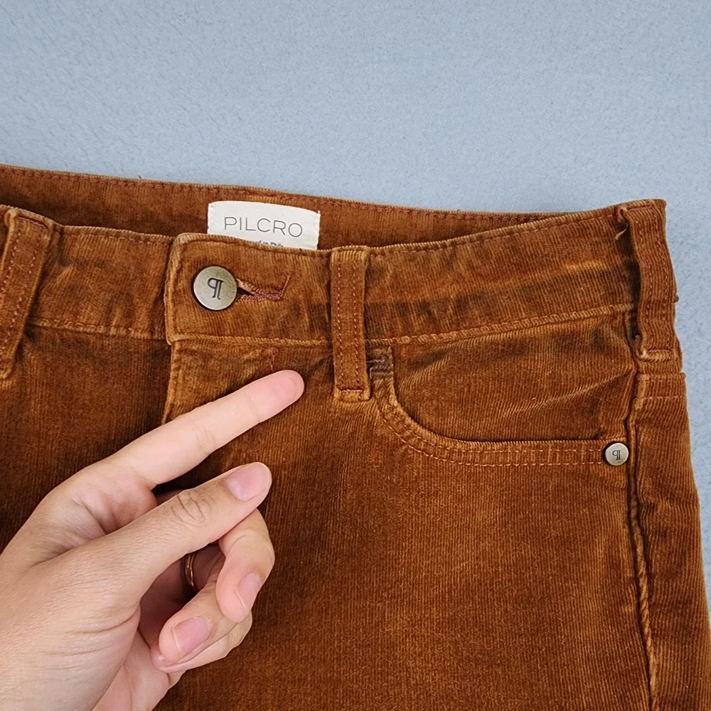 Pilcro Pants Womens 25 Brown Corduroy Skinny Ankle Stretch Casual 5 Pocket Chino